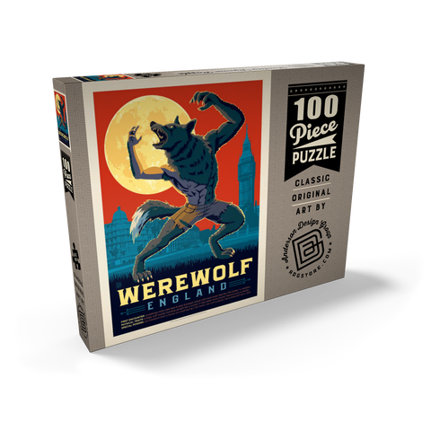 Mythical Creatures: Werewolf (England), Vintage Poster 100 Puzzle Schachtel Ansicht2