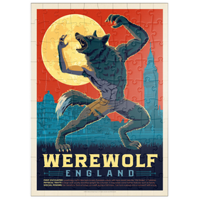 Darstellung des Puzzle Motivs Mythical Creatures: Werewolf (England), Vintage Poster - Puzzleteile: 100