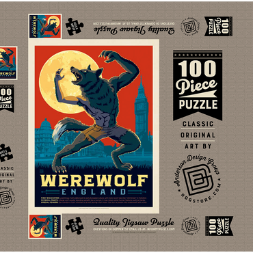 Mythical Creatures: Werewolf (England), Vintage Poster 100 Puzzle Schachtel 3D Modell
