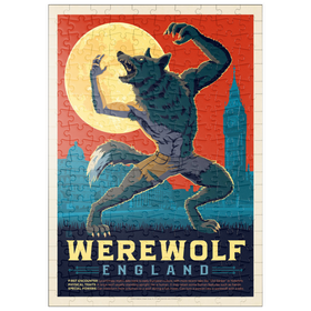 Darstellung des Puzzle Motivs Mythical Creatures: Werewolf (England), Vintage Poster - Puzzleteile: 200