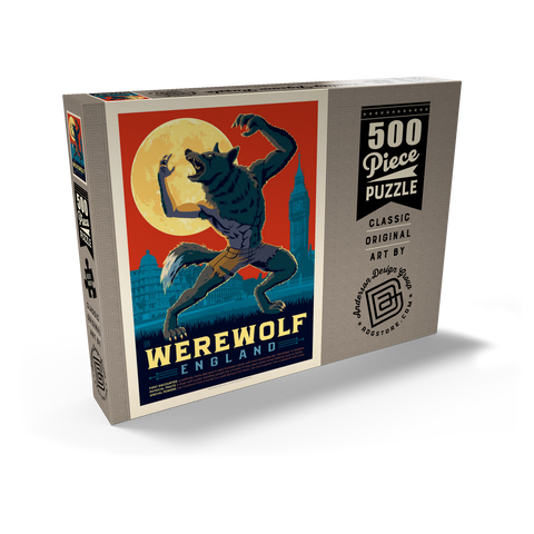 Mythical Creatures: Werewolf (England), Vintage Poster 500 Puzzle Schachtel Ansicht2