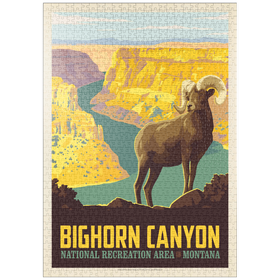 Darstellung des Puzzle Motivs Bighorn Canyon National Recreation Area, Montana, Vintage Poster - Puzzleteile: 1000