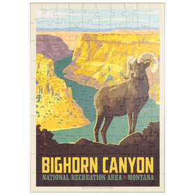 Darstellung des Puzzle Motivs Bighorn Canyon National Recreation Area, Montana, Vintage Poster - Puzzleteile: 100