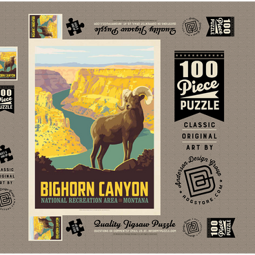 Bighorn Canyon National Recreation Area, Montana, Vintage Poster 100 Puzzle Schachtel 3D Modell