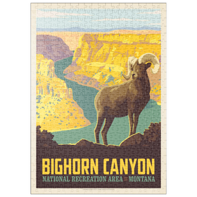 Darstellung des Puzzle Motivs Bighorn Canyon National Recreation Area, Montana, Vintage Poster - Puzzleteile: 500