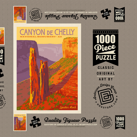 Canyon De Chelly National Monument, Arizona, Vintage Poster 1000 Puzzle Schachtel 3D Modell