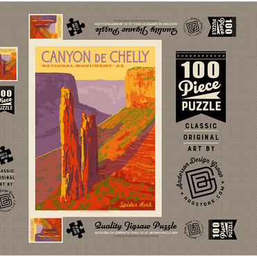 Canyon De Chelly National Monument, Arizona, Vintage Poster 100 Puzzle Schachtel 3D Modell