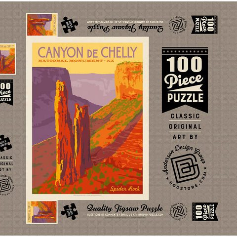 Canyon De Chelly National Monument, Arizona, Vintage Poster 100 Puzzle Schachtel 3D Modell