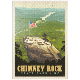 Darstellung des Puzzle Motivs Chimney Rock State Park, NC, Vintage Poster - Puzzleteile: 1000