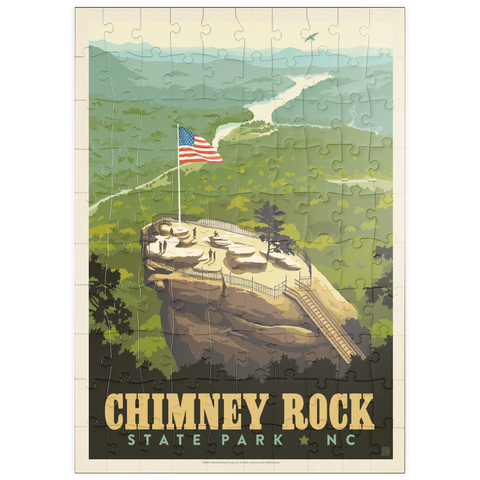 puzzleplate Chimney Rock State Park, NC, Vintage Poster 100 Puzzle
