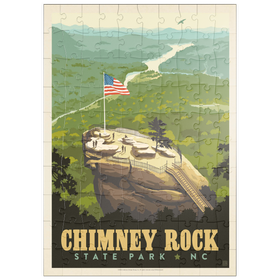 Darstellung des Puzzle Motivs Chimney Rock State Park, NC, Vintage Poster - Puzzleteile: 100