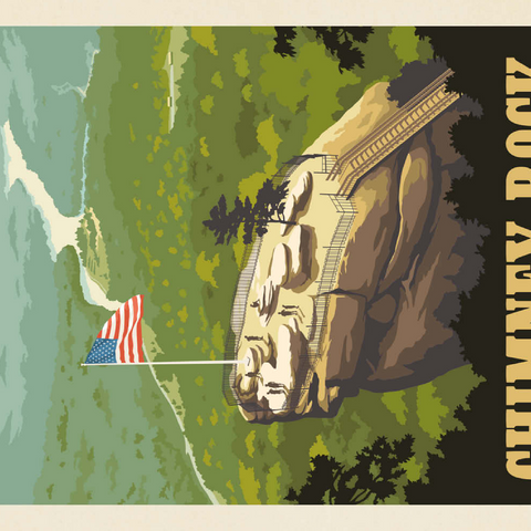 Chimney Rock State Park, NC, Vintage Poster 100 Puzzle 3D Modell