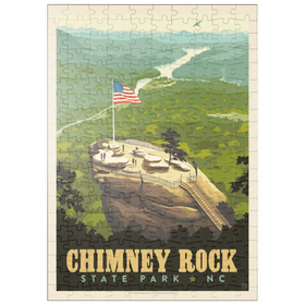Darstellung des Puzzle Motivs Chimney Rock State Park, NC, Vintage Poster - Puzzleteile: 200