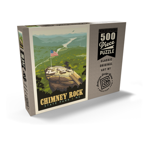 Chimney Rock State Park, NC, Vintage Poster 500 Puzzle Schachtel Ansicht2