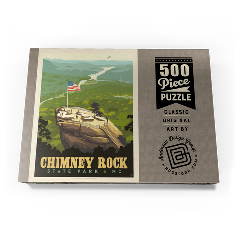 Chimney Rock State Park, NC, Vintage Poster 500 Puzzle Schachtel Ansicht3