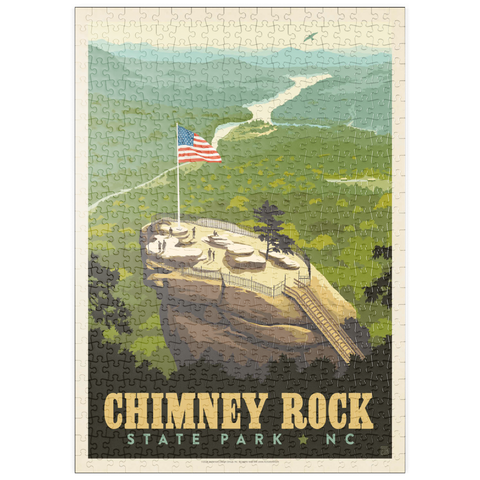 puzzleplate Chimney Rock State Park, NC, Vintage Poster 500 Puzzle