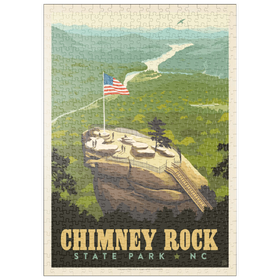Darstellung des Puzzle Motivs Chimney Rock State Park, NC, Vintage Poster - Puzzleteile: 500