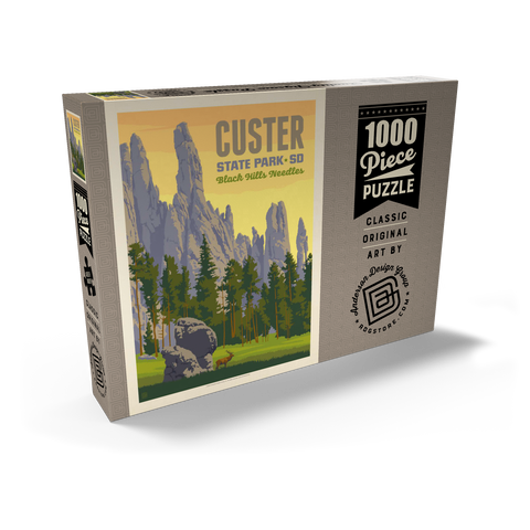 Custer State Park, South Dakota, Vintage Poster 1000 Puzzle Schachtel Ansicht2