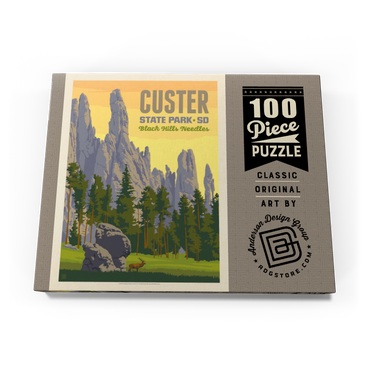 Custer State Park, South Dakota, Vintage Poster 100 Puzzle Schachtel Ansicht3