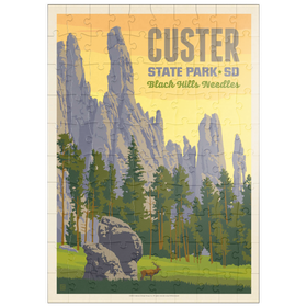 Darstellung des Puzzle Motivs Custer State Park, South Dakota, Vintage Poster - Puzzleteile: 100