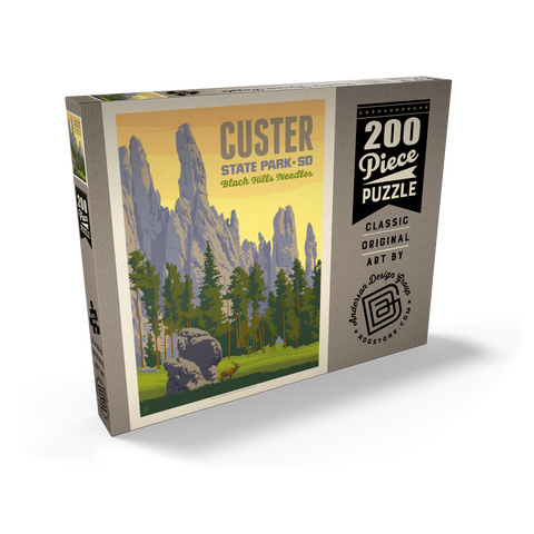 Custer State Park, South Dakota, Vintage Poster 200 Puzzle Schachtel Ansicht2
