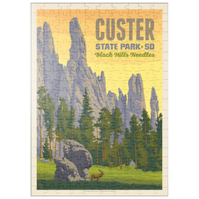 Darstellung des Puzzle Motivs Custer State Park, South Dakota, Vintage Poster - Puzzleteile: 200