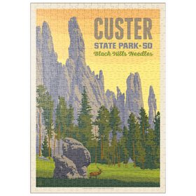 Darstellung des Puzzle-Motivs Custer State Park, South Dakota, Vintage Poster – Puzzleteile: 500