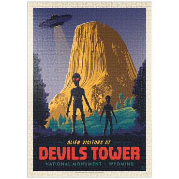 puzzleplate Devils Tower, WY: Alien Visitation, Vintage Poster 1000 Puzzle