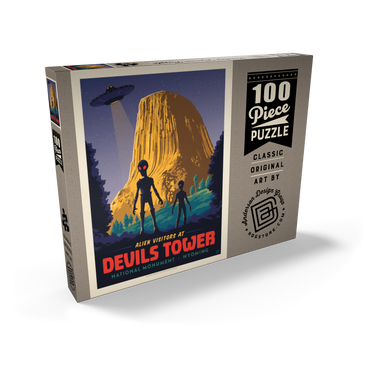Devils Tower, WY: Alien Visitation, Vintage Poster 100 Puzzle Schachtel Ansicht2