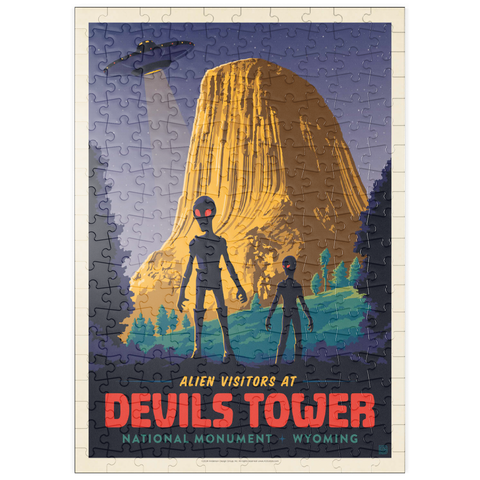 puzzleplate Devils Tower, WY: Alien Visitation, Vintage Poster 200 Puzzle