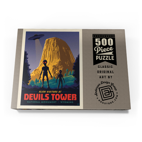 Devils Tower, WY: Alien Visitation, Vintage Poster 500 Puzzle Schachtel Ansicht3