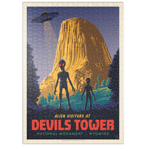 puzzleplate Devils Tower, WY: Alien Visitation, Vintage Poster 500 Puzzle