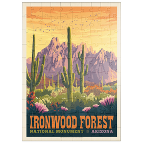 Darstellung des Puzzle Motivs Ironwood Forest National Monument, Arizona, Vintage Poster - Puzzleteile: 100