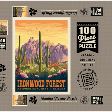 Ironwood Forest National Monument, Arizona, Vintage Poster 100 Puzzle Schachtel 3D Modell
