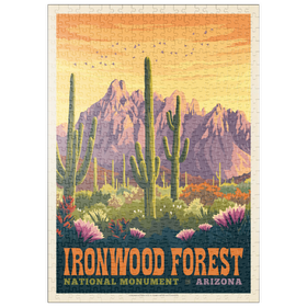 Darstellung des Puzzle Motivs Ironwood Forest National Monument, Arizona, Vintage Poster - Puzzleteile: 500