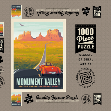 Monument Valley: Hwy 163, Vintage Poster 1000 Puzzle Schachtel 3D Modell