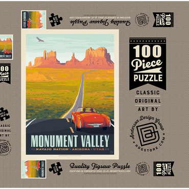 Monument Valley: Hwy 163, Vintage Poster 100 Puzzle Schachtel 3D Modell