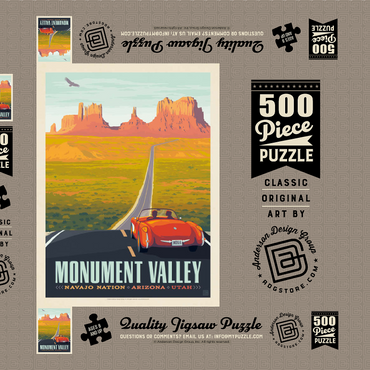 Monument Valley: Hwy 163, Vintage Poster 500 Puzzle Schachtel 3D Modell