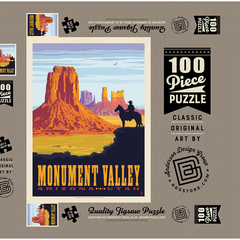Monument Valley: Cowboy Ranger, Vintage Poster 100 Puzzle Schachtel 3D Modell