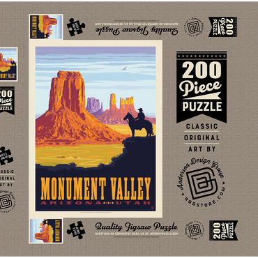 Monument Valley: Cowboy Ranger, Vintage Poster 200 Puzzle Schachtel 3D Modell