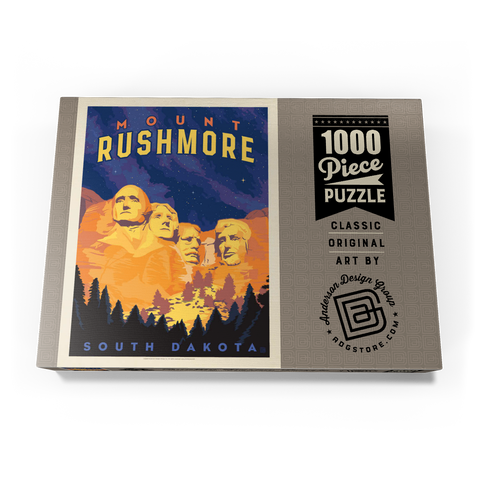Mt Rushmore National Memorial: At Night, Vintage Poster 1000 Puzzle Schachtel Ansicht3