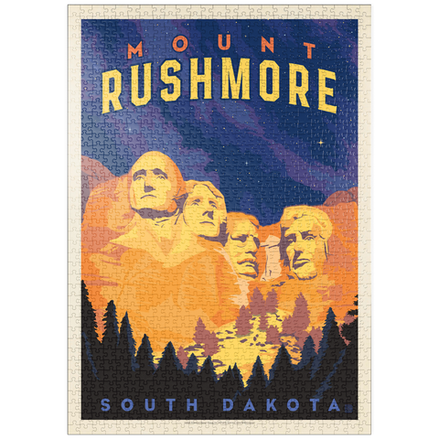 puzzleplate Mt Rushmore National Memorial: At Night, Vintage Poster 1000 Puzzle