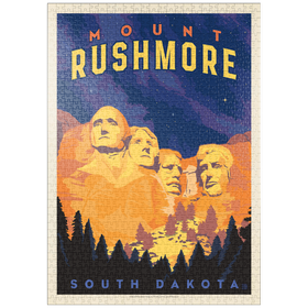 Darstellung des Puzzle Motivs Mt Rushmore National Memorial: At Night, Vintage Poster - Puzzleteile: 1000