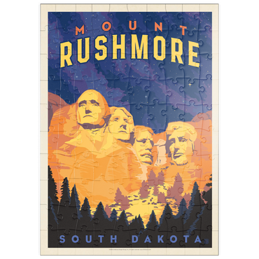 puzzleplate Mt Rushmore National Memorial: At Night, Vintage Poster 100 Puzzle