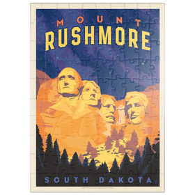 Darstellung des Puzzle Motivs Mt Rushmore National Memorial: At Night, Vintage Poster - Puzzleteile: 100