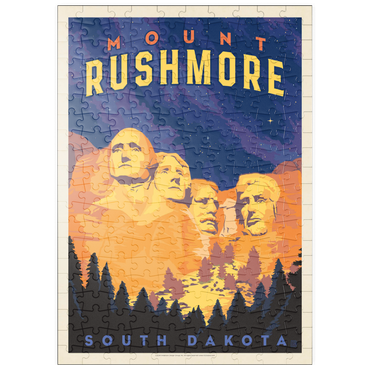puzzleplate Mt Rushmore National Memorial: At Night, Vintage Poster 200 Puzzle