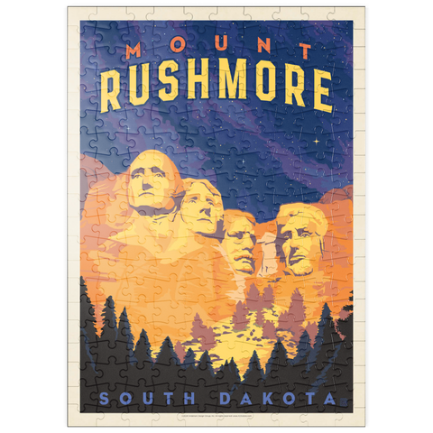 puzzleplate Mt Rushmore National Memorial: At Night, Vintage Poster 200 Puzzle