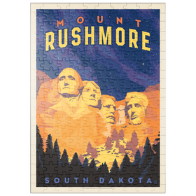 Darstellung des Puzzle Motivs Mt Rushmore National Memorial: At Night, Vintage Poster - Puzzleteile: 200
