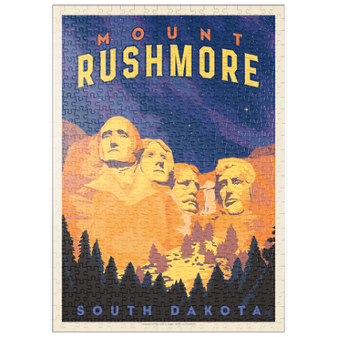 puzzleplate Mt Rushmore National Memorial: At Night, Vintage Poster 500 Puzzle
