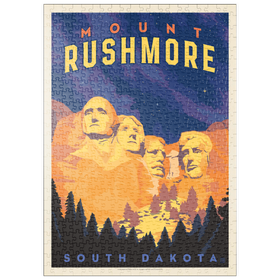 Darstellung des Puzzle Motivs Mt Rushmore National Memorial: At Night, Vintage Poster - Puzzleteile: 500
